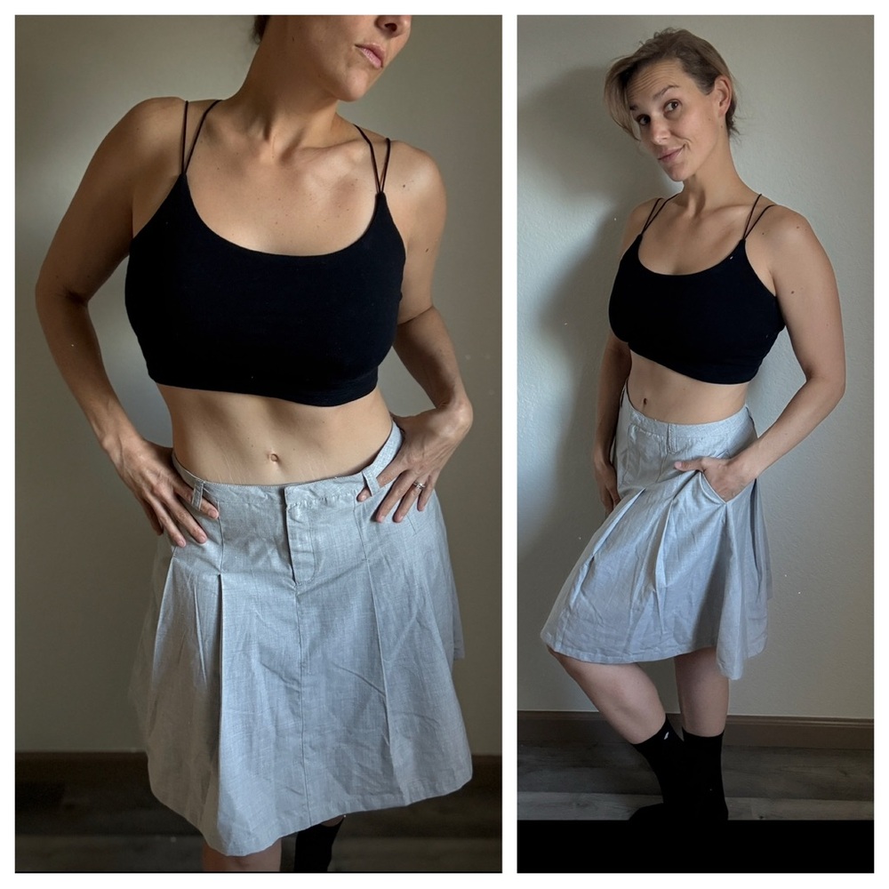 Free People Pleated Skirt With Pockets NEW Gray 12 Preppy